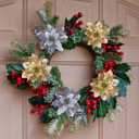 2 x SolarStar 12 PCS Siver Glitter Poinsettias Artificial Christmas Flowers, 5.5 inches, with Clips for Christmas Tree Decoration, Home, Wedding, Party, Wreath Decoration Xmas Tree Ornaments (Silver)