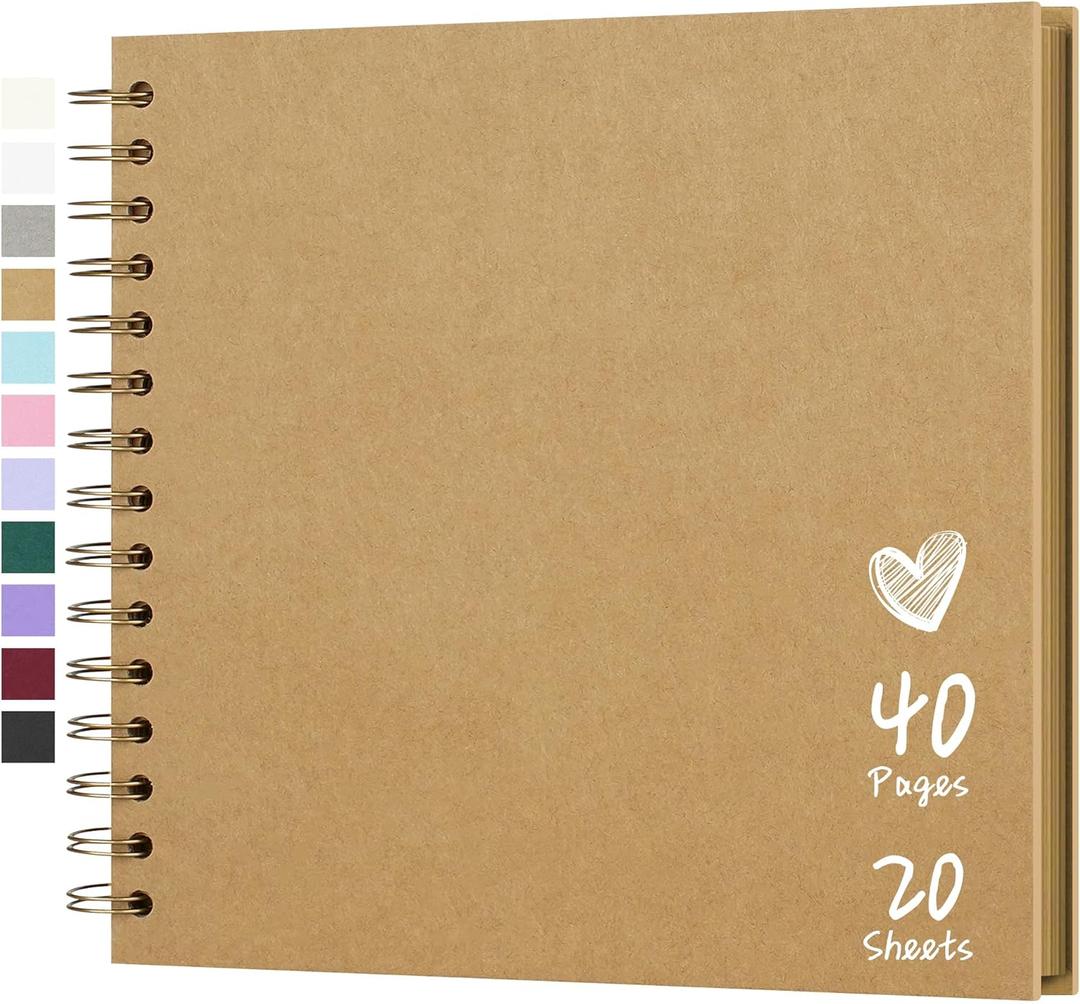 Scrapbook 8x8 Inch DIY Scrapbook Album Hardcover Kraft Paper Scrap Book Photo Albums 40 Pages Perfect for 4x6 / 5x7 Photos Memory Book for Family, Wedding