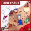 Equsion 48 Pcs Horse Racing Keychain Party Favors Run for The Roses Acrylic Keychain Bulk Derby Party Decorations for Horse Lovers Jockey Silks & Horseshoe Gifts Equestrian Birthday School Rewards