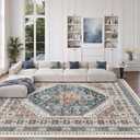 zesthome 8x10 Area Rugs for Living Room,Non-Slip Backing Washable Rugs,Vintage Large Area RugStain Resistant Home Decor Rug (Navy Blue/Red,8'x10')