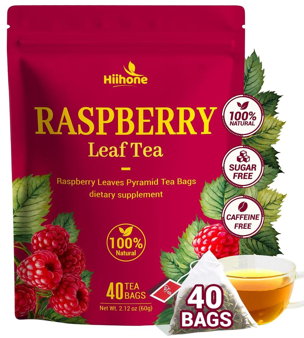 Raspberry Leaf Tea - 40 Teabags,Caffeine-Free, Mild & Herbal Taste (EXP 10/21/27)