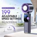 Portable Handheld Fan with Ice Cooling, Rechargeable Turbo Fan 20000RPM, 199-Speed Personal Fan, Foldable Pocket Fan with 4000mAh Battery, Hangable Fan for Travel, Camping, Outdoor