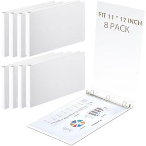 8 Pcs 3 Ring 11 x 17 Inch Landscape Binders, 1.5 Inch, White