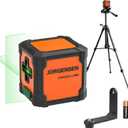 JORGENSEN Laser Level with Tripod, 65 FT Self Leveling Cross Line Laser Leveler Tool with 360° Magnetic Base, Green Laser Level for Picture Hanging, Home Renovation, Indoor Project