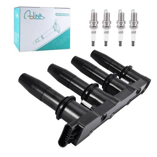 AULINK Set of 4 UF620 Ignition Coil Pack & 4504 Spark Plugs For Chevrolet/Chevy Aveo 5 2009-2011,Cruze 2011-2015,Cruze Limited 2016,Sonic 2012-2018,Trax 2013,Pontiac G3 Wave 2009-2010 1.4L 1.6L 1.8L