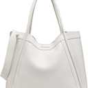 NEWBELLA Tote Bag for Women, Vegan Leather Crossbody Shoulder Bag, Top Handle Satchel Purse for Work, Travel, Daily Use (White-Large)