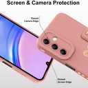 Fiyart Designed for Samsung Galaxy A15 5G Case with Phone Stand Holder Cute Love Hearts Protective Camera Protection Cover with Wrist Strap for Women Girls for Galaxy A15 5G 6.5"-Pink
