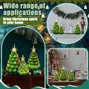 Set of 3 Lighted Resin Christmas Tree Figurine, 11''/7.4''/4.4'' Large Christmas Tree Tabletop Decorations with Multi-Color Lights Battery Operated Xmas Decor for Tables Mantel Holiday