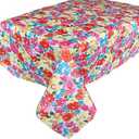 Waverly Shi Shi Impressionist Floral Indoor/Outdoor Print Fabric Tablecloth, Shabby Chic Multicolored Pastel Floral, Stain and Water Resistant Tablecloth, 52 Inch x 70 Inch Oblong/Rectangle