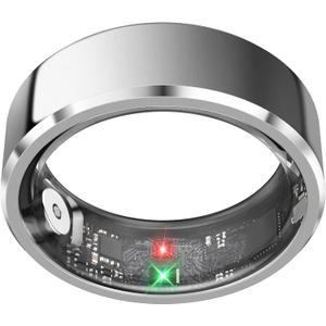 Smart Ring for Men Women, Health Fitness Tracker with Heart Rate/Blood Pressure/Blood Oxygen Monitor,Sleep Tracker,Pedometer, No Subscription, IP68 Waterproof Ring for iPhone&Android (Silver, Size9)