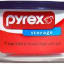 Pyrex Simply Store 7-Cup Round Glass Food Storage Dish,Blue Made in the USA