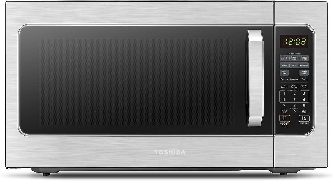 TOSHIBA ML-EM34P(SS) Smart Countertop Microwave, Sensor Reheat, Works With Alexa & Remote Control, Kitchen Essentials, Mute Function&ECO Mode, 1100W, 1.3 Cu Ft, With 12.4" Turntable, Stainless Steel