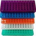 Tube Rack Double Panel 60 Positions Polypropylene for 0.5ml-2ml Microcentrifuge Tubes, Pack of 5(Blue, Orange,White, Purple, Green)