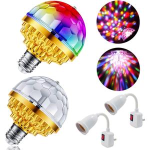 MIKWOAB 2 Pack Colorful Magic Rotating Ball Light, LED Plug in Disco Ball Light, RGB Disco Light Bulb, Party Lights Dj Disco Lights with Sockets for Home Room Dance Parties Bar Karaoke