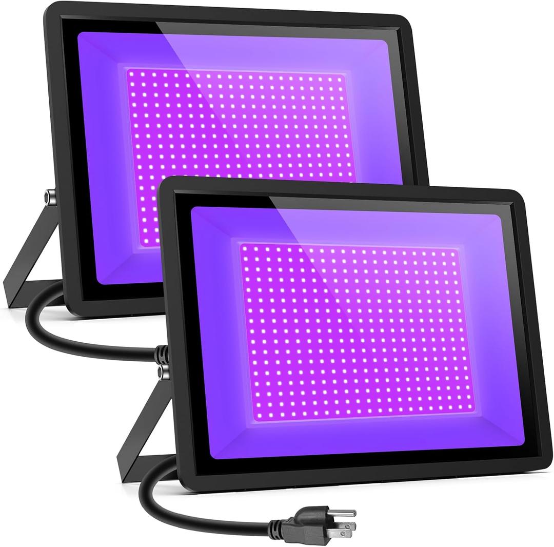 Black Lights Tansir 500W LED Black Lights Flood Light Outdoor with Plug(6ft Cable) for Blacklight Party, Stage Lighting, Aquarium, Body Paint, Fluorescent Poster, Neon Glow in The Dark Night