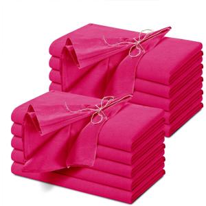 NSGZ 12-Pack Dinner Napkins - Hot Pink, 20x20 Inch Cotton Linen Napkins, Hemstitch, for Dinner, Wedding, Restaurant