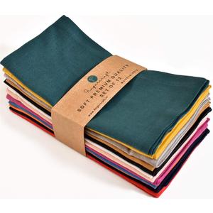 Fingercraft Multicolor Cloth Napkins - Set of 12 Pure Cotton Everyday Lunch Dinner Napkin - Holiday Birthday Party Gift - Soft Washable Absorbent Reusable Napkin Christmas Cloth Napkins Multi Pack