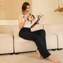 AFITNE Women's Yoga Pants Bootcut Workout Leggings Flare Casual Lounge Pants with Pockets High Waist and Tummy Control (Black, S)