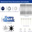 Retirement Party Decorations Blue Silver, Happy Retirement Decorations for Men Women, The Legend Has Retired Banner Backdrop Party Supplies Kit Starburst Balloons Retired Cake Topper 46PCS