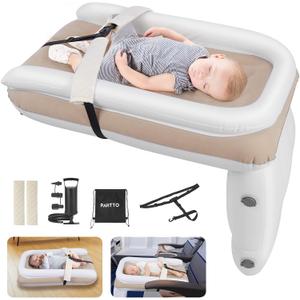 Pahtto Inflatable Airplane Bed for Kids, Portable Toddlers Airplane Blow Up Bed for Travel, Inflatable Baby Bed Mattress with Hand Pump, Toddler Travel Essentials