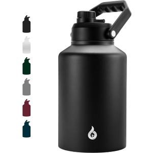 BJPKPK One Gallon(128 oz) Insulated Water Bottle, Dishwasher Safe Stainless Steel Thermos, BPA Free Jug with Ergonomic Handle & Anti-slip Bottom, Large Water Bottle, Black