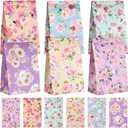 Panelee 24 Pcs Floral Gift Bags Pastel Small Tea Party Favors Flowers Paper Lunch Bag Bulk 8.7x4.7x3 in Goodie Candy Treat Pouches for Wedding Bridal Shower Birthday Mother's Day Decoration