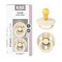 BIBS Pacifiers  Studio 2 Pack | Round Nipple Baby Pacifier | BPA Free Natural Rubber Latex Soother | Made in Denmark | Size 0+ Months | Pin Ivory Vanilla