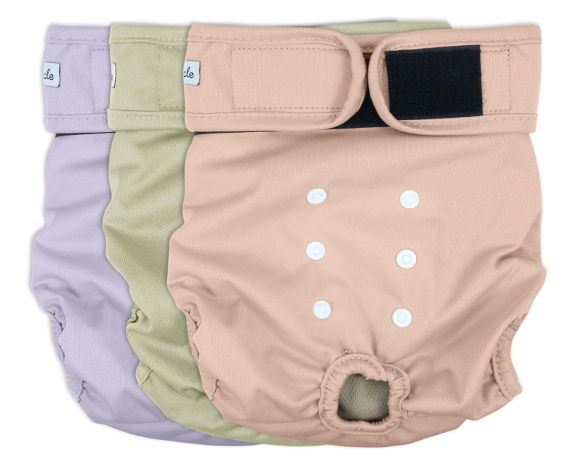 Grecle Washable Female Dog Diapers - Premium Reusable Diapers for Doggie in Heat - Highly Absorbent Dog Diapers Female for Pet Incontinence with Adjustable Snaps XL