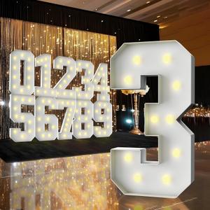 3FT Marquee Light Up Number, Marquee Numbers 3 Feet Tall, Large Led Sign for Baby Shower, Party, Birthday Decorations, Graduation, Prom (Number 3)