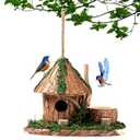 Premium Wooden Bird House, Cedarwood Hanging Birdhouse with Predator Guard, Nesting Box for Wild Bird Viewing, Indoor Decorative or Outdoor Functional Use, Ideal for Birdwatchers, Large