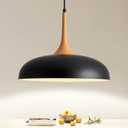 Oversize Black Pendant Lights Kitchen Island,Modern Pendant Light Fixtures,Farmhouse Adjustable Hanging Pendant Lighting Foyer Entryway Hallway Bedroom Dining Room Living Room,Faux-Wood,Large 15.75 in