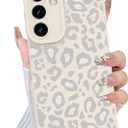 TEAUGHT Compatible with Samsung Galaxy S25 Plus Case Cute Pattern Leopard Cheetah Print Shockproof Cover Silicone Phone Case for Girls Women -White
