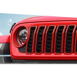 Jimen for 2024 Jeep Wrangler 4xe grill inserts, 9PCS Headlight Cover & Grille Insert Compatible with Jeep Wrangler JL JLU 2024+, NOT FIT JL Sport/Sport S (Red)