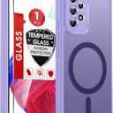LeYi for A53 Samsung Phone Case: Magnetic Samsung Galaxy A53 5G Phone Case with Screen Protector, Frosted Translucent Funda para A 53 Cell Android Celulare, Choice, Lavender