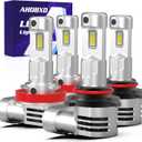 9005 H11 Light Bulbs Combo, Upgraded 900% 60000LM Brightest 1:1 Halogen Size H11 9005 Bulbs with Cooling Fan 80000hours Lifespans Super Bright H11 9005 Fog Light Bulbs (Pack of 4)