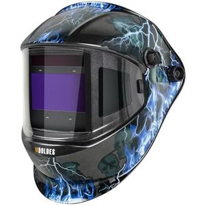 MDOLDES， Large Angle True Color Solar Automatic dimming Welding Helmet, 4 arc sensors with Wide Shading Range of 4/5/9-13, Welding mask Suitable for TIG MIG ARC Welding mas