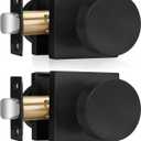 Haidms Matte Black Door Knobs Passage, Heavy Duty Square Matte Black Hall and Closet Door Knobs for Hallway, Zinc Alloy Passage Door Knob Hallway (2 Pack)