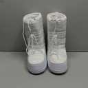 Womens Winter Snow Boots Mid Calf Anti-Slip Boots with Warm Lining Lace-up Outdoor Shoes (7.5, White)