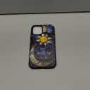 Generic Case Compatible with iPhone 12 - Glossy Hybrid Durable Shockproof Phone Cover,Cases for Woman Girl - Moon Stars Celestial Glass