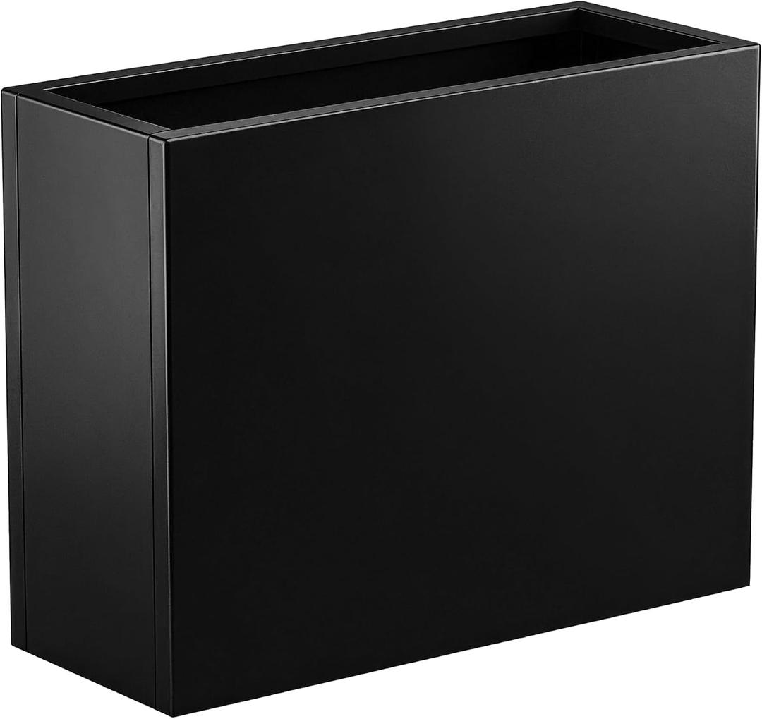 Metal Planter Box 30 x 12 x 24, Heavy Duty Tall Rectangle Planter Box with with Drainage Holes & Rust-Proof Coating, Modern Outdoor/Indoor Black Planter Box for Porch, Garden, Patio, Yard