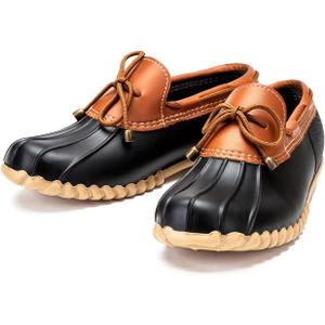 DKSUKO Snow Women's Waterpoof Loafer Shoes Slip On Flat Duck Shoe (6, Black No Fur)