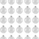 Creative Hobbies - Bulk Value Pack of 25 pcs - 67mm (2-5/8 Inch) Round Clear Plastic Ball Ornaments - Great for Crafting DIY Christmas Ornaments