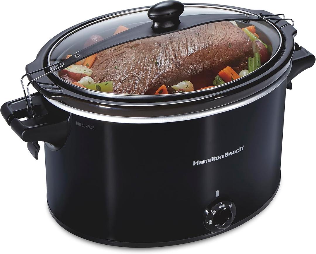 Hamilton Beach Slow Cooker, Extra Large 10 Quart, Stay or Go Portable With Lid Lock, Dishwasher Safe Crock, Black (33195) Hamilton Beach Slow Cooker, Extra Large 10 Quart, Stay or Go Portable With Lid Lock, Dishwasher Safe Crock, Black (33195)