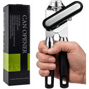 Heavy Duty Manual Can Opener with Magnet - Smooth Edge Hand Held Safety Can Opener& Bottle Opener, Ideal Gifts for Seniors & Can Openers for Seniors Soft Comfortable Handle, Large Handheld Turn Knob