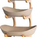 3 Tier Fruit Basket, Ceramic Fruit Bowl for Kitchen Counter, Home Fruit Bowl Set with Holder for Fruit Veggies Tray Snacks Nuts Bread Candy Storage Holder (Porcelain)