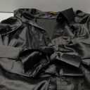 J.VER Men's Silk Satin Long Sleeve Dress Shirts Shiny Casual Button Down Shirt Luxury Party Prom Shirts (Large, Black)