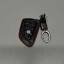 Vitodeco Leather Smar Key Fob Case Compatible with BMW 2, 3, 5, 6, 7 M Series, X1, X3, X4, X5, X6, X7 2014-2022 (Black/Red)