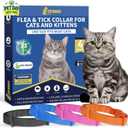 4 Pack Flea Collar for Cats, 32 Months Flea and Tick Prevention for Cat, Waterproof Natural Cat Fleas and Ticks Treatment, Adjustable Fleas and Ticks Collar for Cats Kittens(4 Colors)