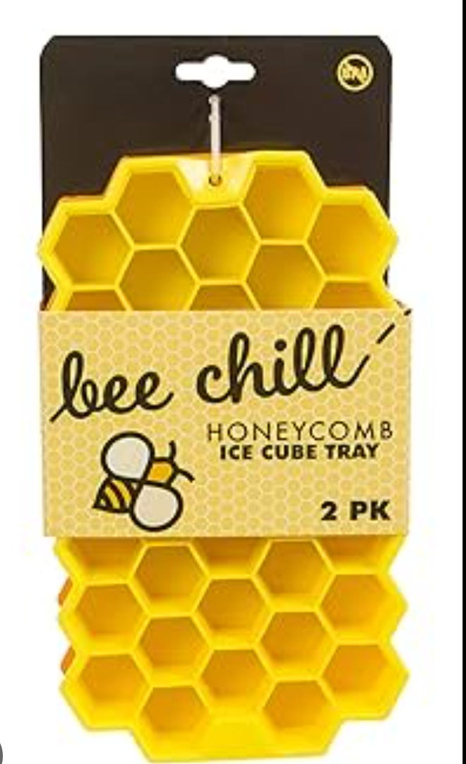 Bee Chill Ice Trays, Silicone Ice Tray for Making Hexagonal Ice, Yellow 2 Pack