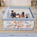 XVISHX 65 x 50 Inch Baby Playpen with Mat, Playpen for Babies and Toddlers, Baby Play Pen Playard for Indoor & Outdoor Active Center Game Fence, Skin-Friendly Fabric and Soft Breathable Mesh, Grey